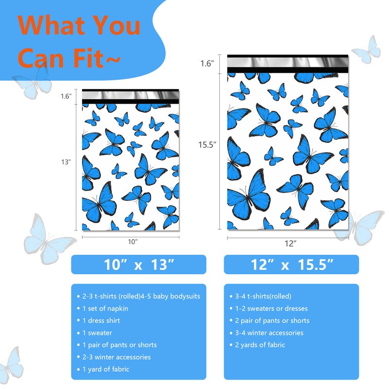 Vapulcio Cute Poly Mailers 10x13 Inch 25 Pcs - Butterfly Printed Shipping Bags for Clothing - Waterproof and Tear Resistant Mailing Envelopes - Self-Sealing Packaging Bags for Small Business - Image 2